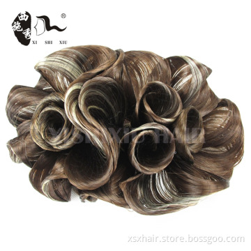 best quality and price flower curly hair bun extension hair dome hair chignon